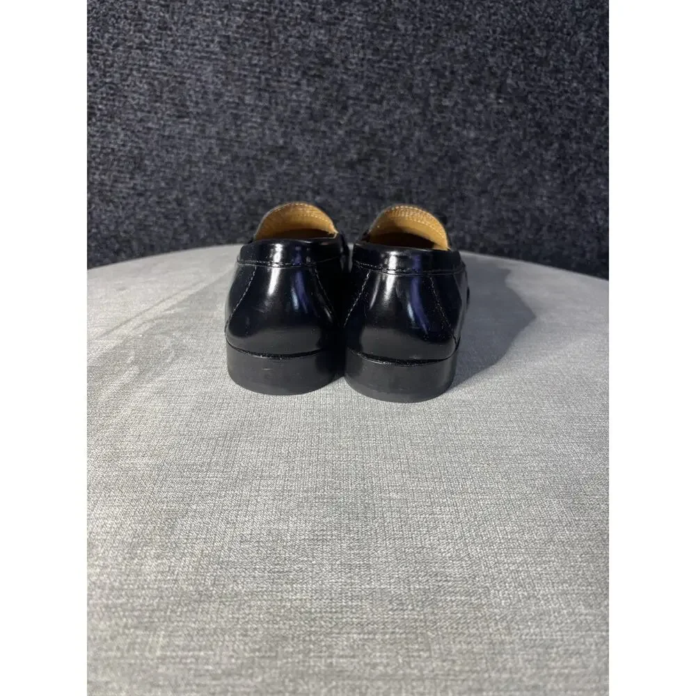 Cole Haan Men's Black Leather Tassel Slip-On Dress Loafers Round Toe